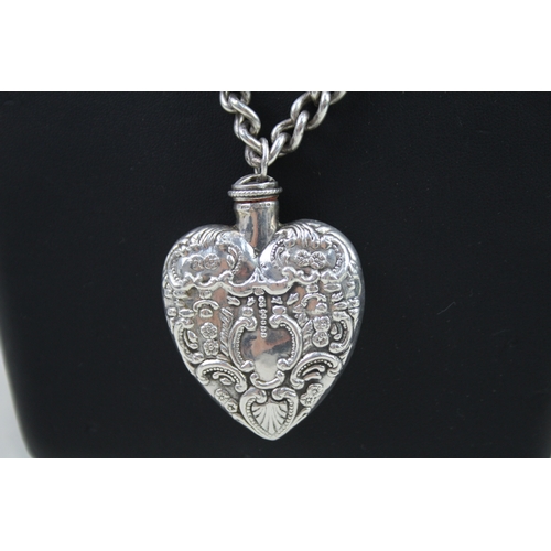 5 - Silver antique perfume bottle pendant on silver curb chain