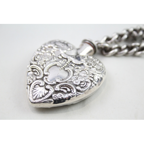 5 - Silver antique perfume bottle pendant on silver curb chain