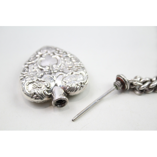 5 - Silver antique perfume bottle pendant on silver curb chain