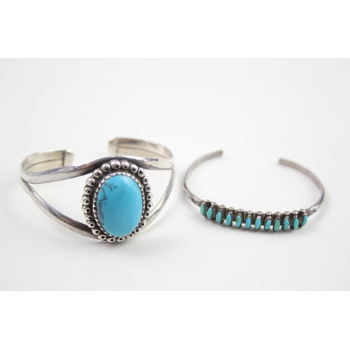 11 - Two silver Navajo bangles including H Lonjose