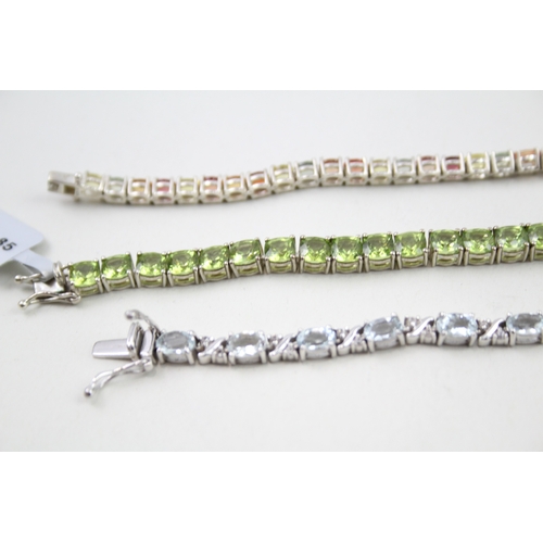 13 - Three silver gemstone tennis bracelets including Citrine