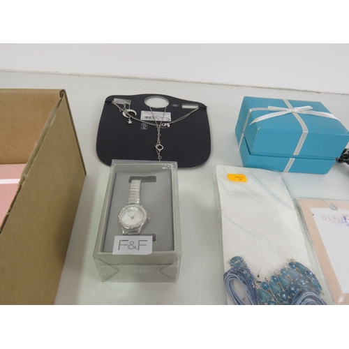 121 - BOX OF NEW JEWELLERY AND WATCHES