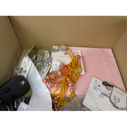 121 - BOX OF NEW JEWELLERY AND WATCHES