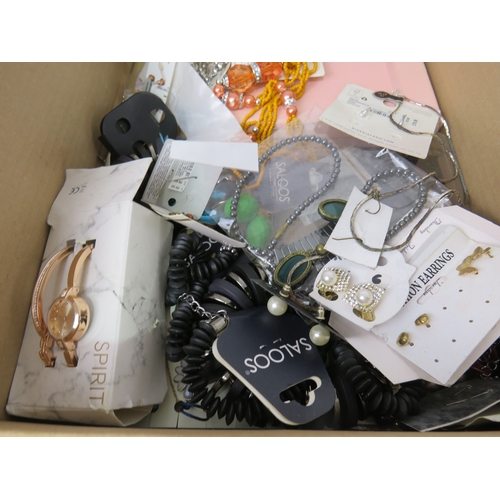 121 - BOX OF NEW JEWELLERY AND WATCHES