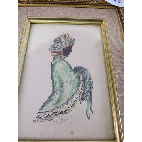 123 - ORIGINAL CHRISTINE SILVER SILHOUETTE PAINTING