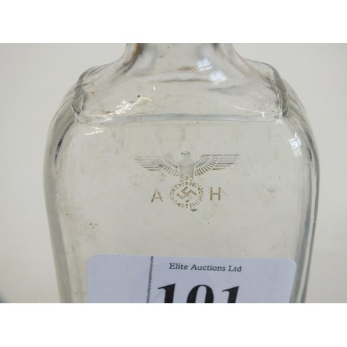 101 - GERMAN MILITARY ARMY GOLD SWASTIKA STAMPED BOTTLE