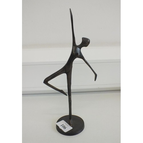 106 - BRONZE MATCHSTICK WOMAN DANCING STATUE