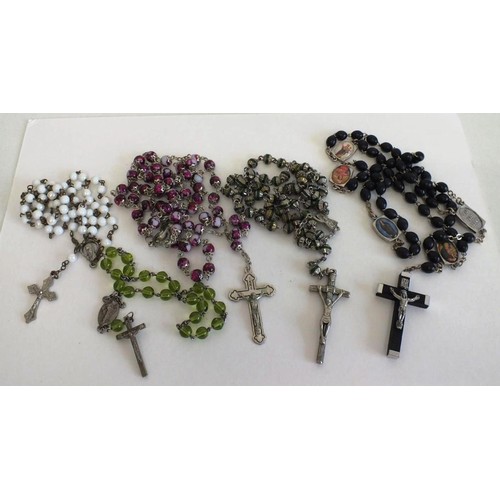 107 - COLLECTION OF ROSARY BEAD NECKLACES/BRACELETS