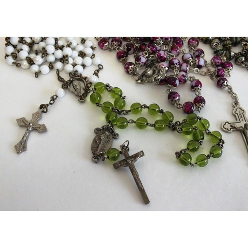 107 - COLLECTION OF ROSARY BEAD NECKLACES/BRACELETS