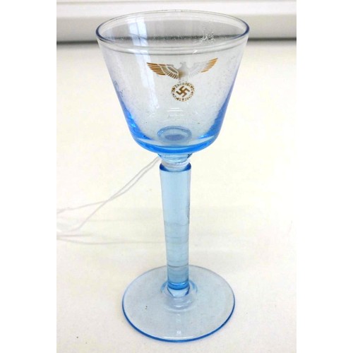 120 - MILITARY GERMAN ARMY STEMMED DRINKING GLASS WITH SWASTIKA MOTIF