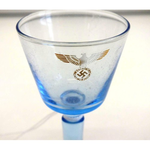 120 - MILITARY GERMAN ARMY STEMMED DRINKING GLASS WITH SWASTIKA MOTIF