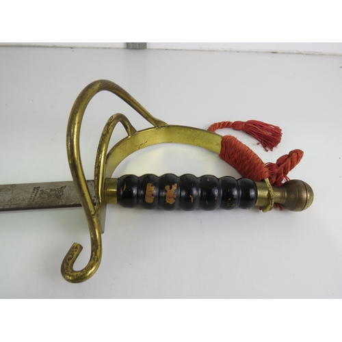 143 - ANTIQUE BRITISH ARMY OFFICER CROSS SWORD WITH ORIGINAL TASSEL EARLY 19TH CENTURY BIRMINGHAM MADE