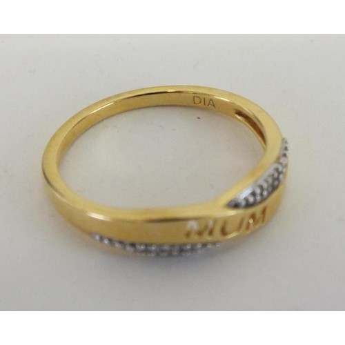 32 - STERLING SILVER GILT DIAMOND MUM RING