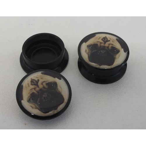 63 - TWO PUG DOG LIDDED PILL BOXES