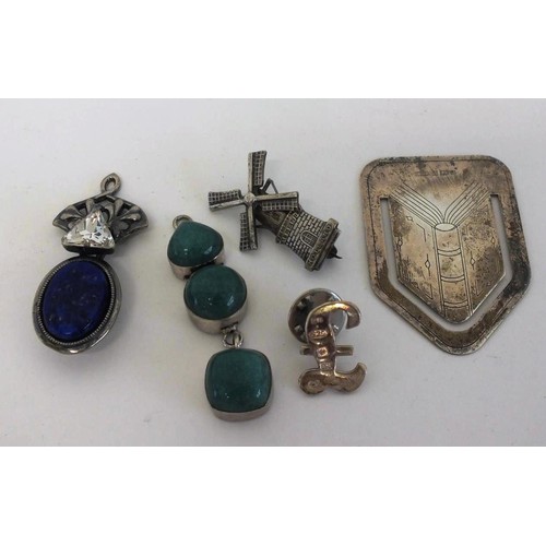 67 - SILVER ITEMS, PAPER CLIP, PENDANTS & BADGES