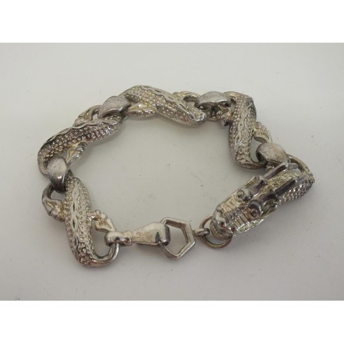 94 - 925 CHINESE SILVER DRAGON BRACELET 46g