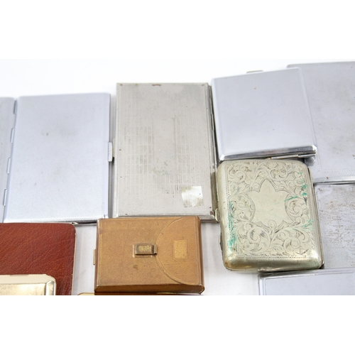 498 - Cigarette Cases Job Lot Inc. Vintage Chrome Deco EPNS Leather Etc x 35