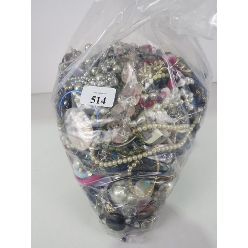 514 - 10kg UNSORTED COSTUME JEWELLERY inc. Bangles, Necklaces, Rings, Earrings.