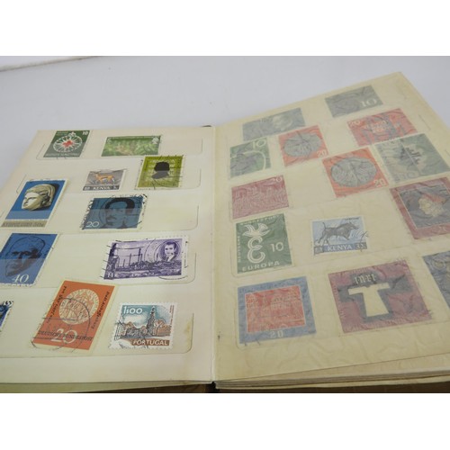 173 - WORLD STAMPS IN A SMALL STOCKBOOK AND VARIOUS PACKETS OF STAMPS