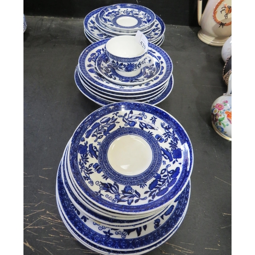 529 - 24 PIECES OF COALPORT BLUE & WHITE PLATES SAUCERS AND CUPS