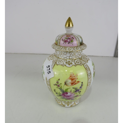 575 - DRESDEN PORCELAIN LIDDED GINGER JAR