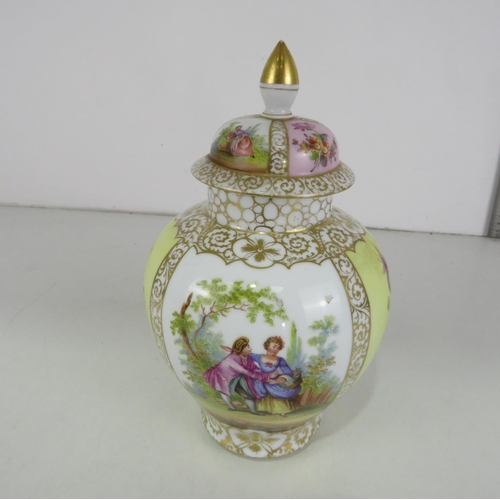 575 - DRESDEN PORCELAIN LIDDED GINGER JAR