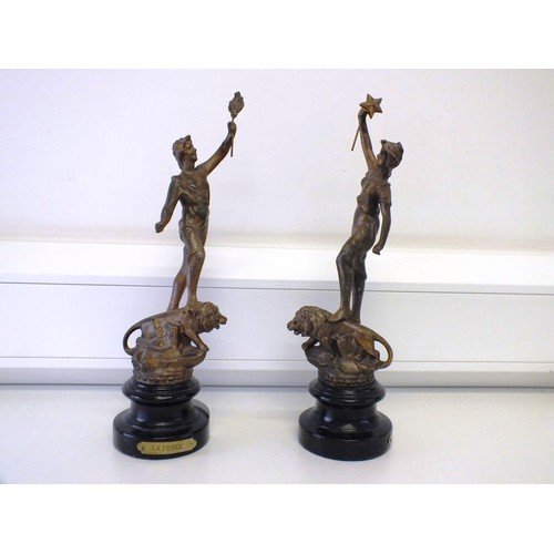 99 - PAIR OF METAL FIGURAL SCULPTURES