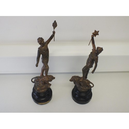 99 - PAIR OF METAL FIGURAL SCULPTURES