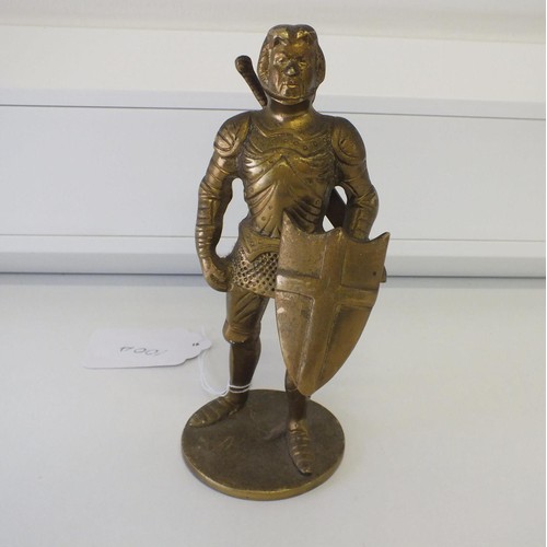 100A - SOLID BRASS KNIGHT IN ARMOUR STATUE