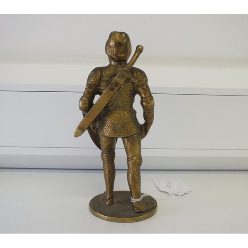 100A - SOLID BRASS KNIGHT IN ARMOUR STATUE