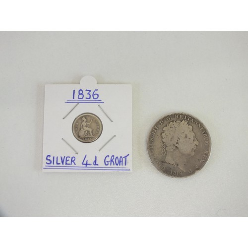 39 - GEORGE III 1819 SILVER CROWN AND 1836 SILVER GROAT