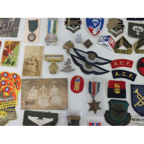 40 - MISCELLANEOUS LOT INC MEDALS, BADGES, PATCHES AND EMPHEMERA