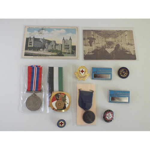 50 - NURSES, RED CROSS, NURSING BADGES, EPHEMERA, VARIOUS MEDALS