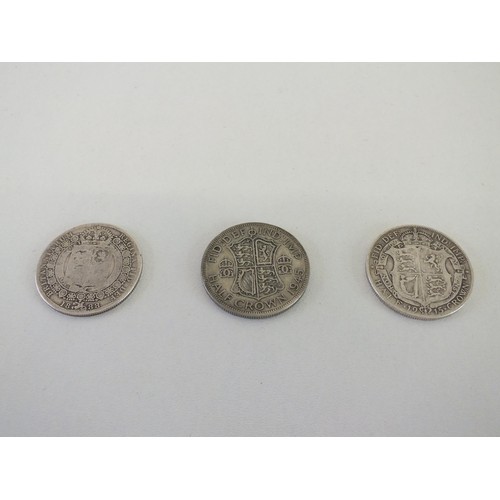 52 - 3 SILVER HALFCROWN COINS - 1888,1915,1945