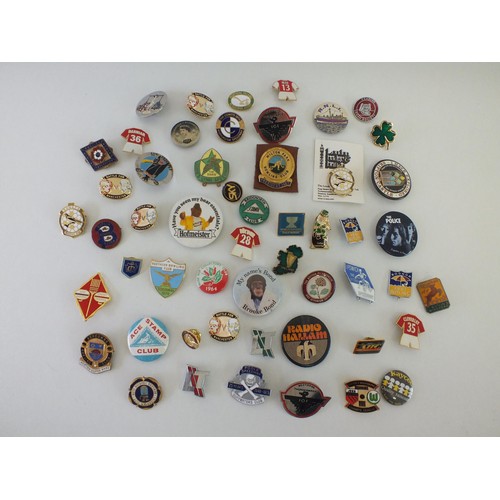 57 - 50 VARIOUS BADGES INC ENAMEL, BUTLINS ETC