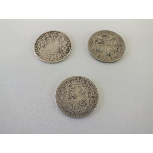 58 - 3 SILVER HALFCROWN COINS - 1844,1917,1942