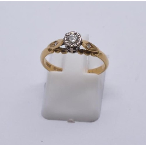 49 - 18CT GOLD DIAMOND SOLITAIRE RING SIZE K, 2.6g