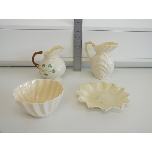 101 - 4 x PIECES OF BELLEEK (IRISH ) POTTERY