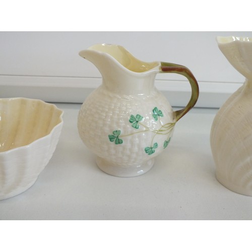 101 - 4 x PIECES OF BELLEEK (IRISH ) POTTERY