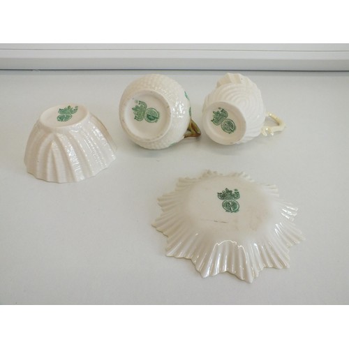 101 - 4 x PIECES OF BELLEEK (IRISH ) POTTERY