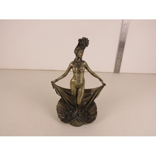 72 - VINTAGE WHITE METAL NUDE ASIAN WOMAN SCULPTURE, Height 10.5cms