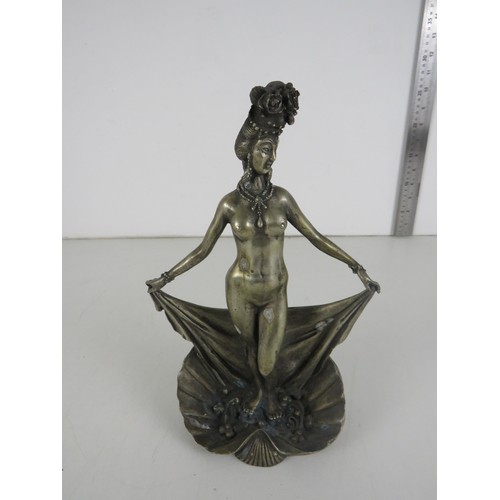 72 - VINTAGE WHITE METAL NUDE ASIAN WOMAN SCULPTURE, Height 10.5cms