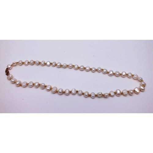 96 - 9ct GOLD & FRESHWATER PEARL 16