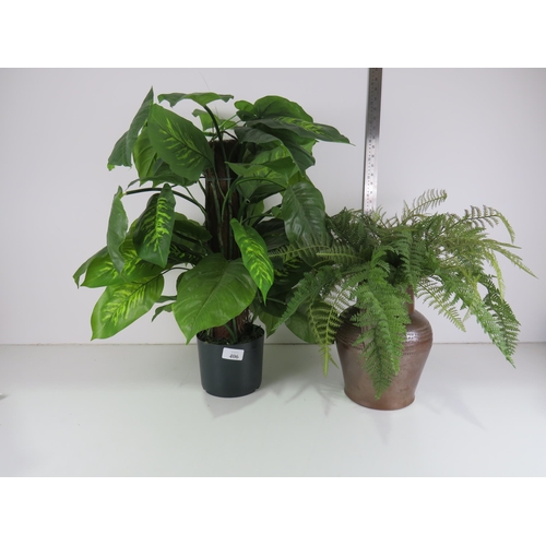 406 - 2 x ARTIFICIAL PLANTS AND POTS