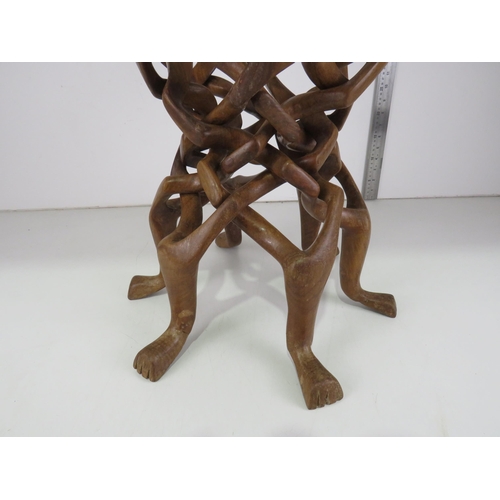 409 - VINTAGE AFRICAN JARDINIERE STAND WITH INTERLOCKING HEADS