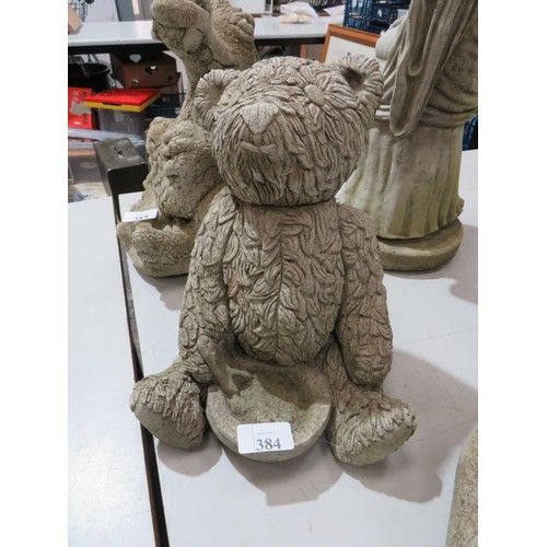 384 - CONCRETE TEDDY GARDEN ORNAMENT, Height 11