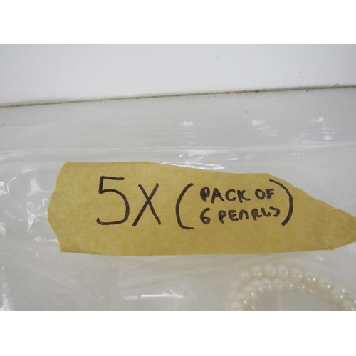 387 - FIVE BAGS OF FAUX PEARL NECKLACES