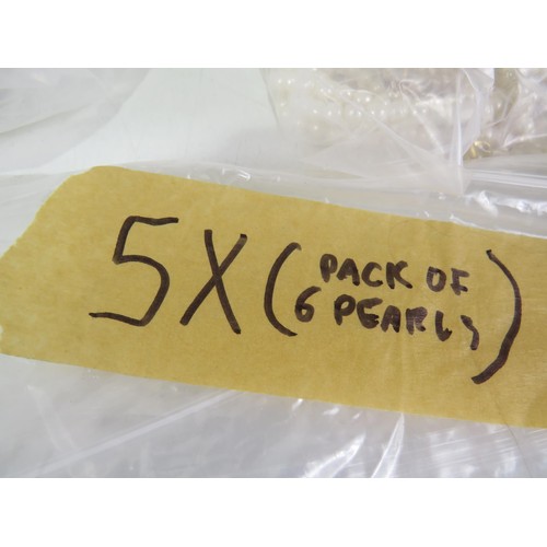 388 - FIVE BAGS OF FAUX PEARL NECKLACES