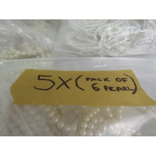 388 - FIVE BAGS OF FAUX PEARL NECKLACES