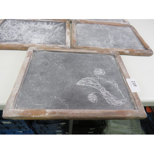 402 - 7 VINTAGE SLATE CHALK BOARDS, Sizes 12.5